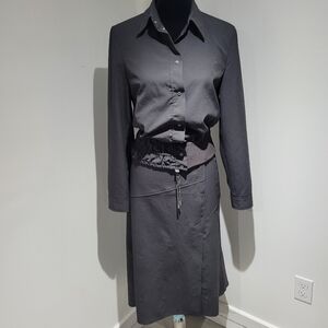 Blacky Dress Berlin Womens Top+Skirt Gray Coord Set Small Minimalism Monochrome